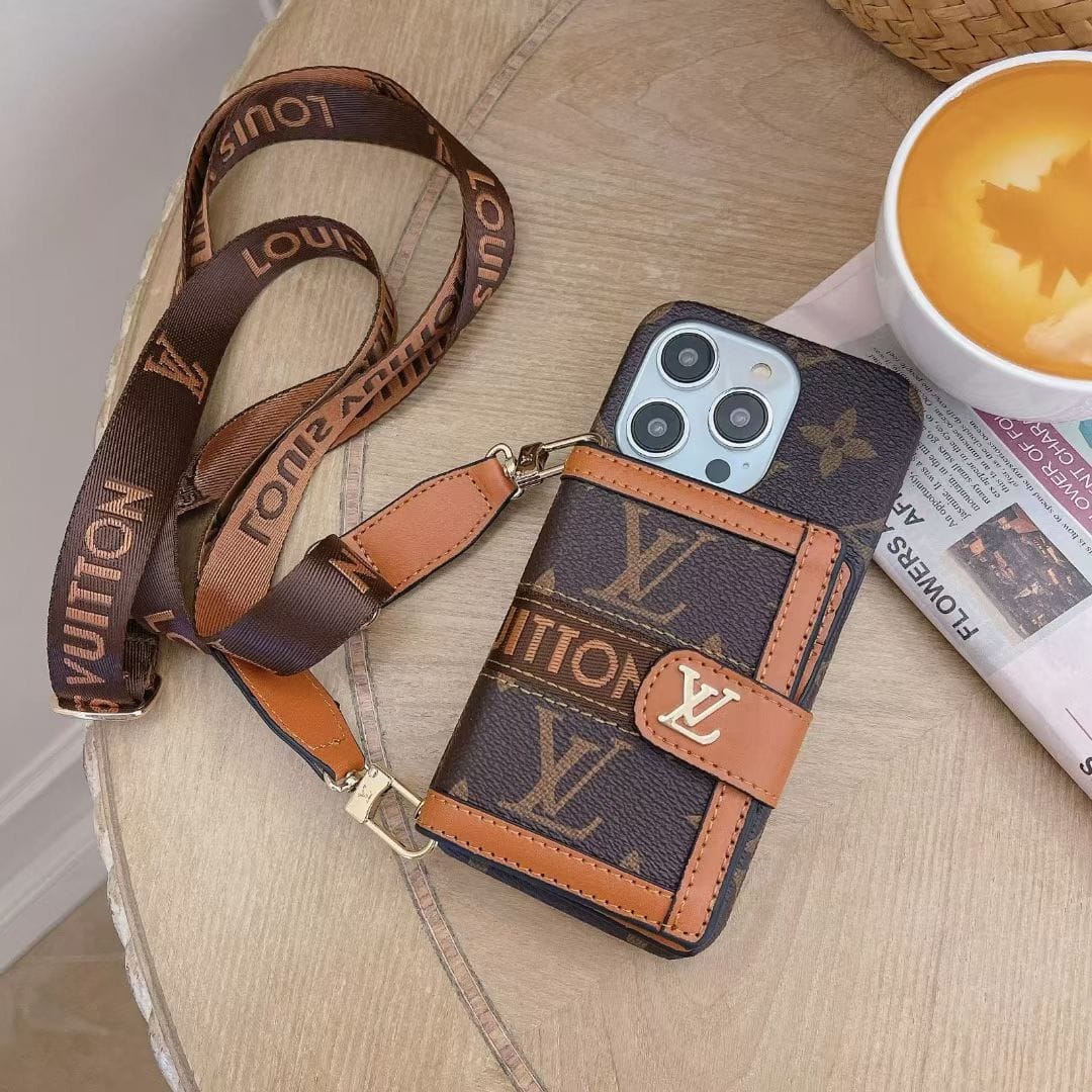 FRATO iPhone 16 Series iPhone 16 Series Luxury Brand Cardholder Crossbody Sling Strap Case