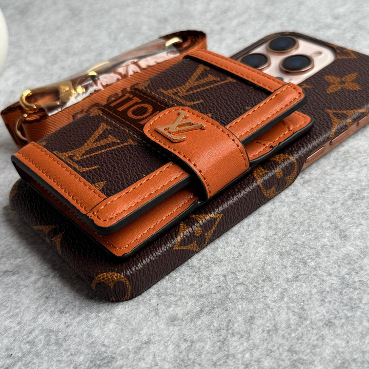 FRATO iPhone 16 Series iPhone 16 Series Luxury Brand Cardholder Crossbody Sling Strap Case