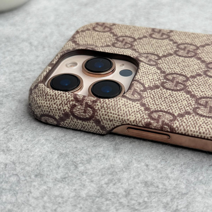 FRATO iPhone 16 Series iPhone 16 Series Luxury GG Pattern PU Leather Camera Bump Case