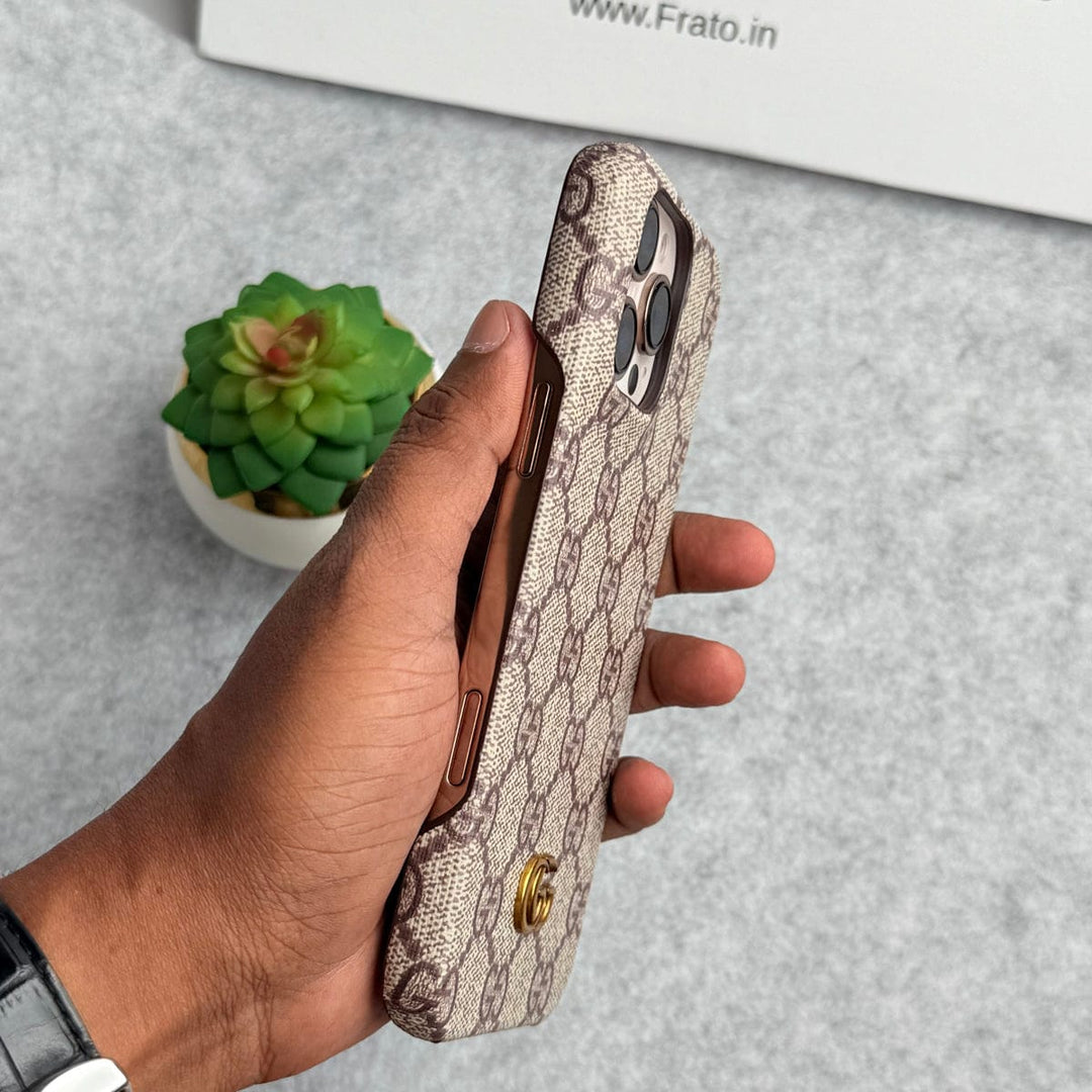 FRATO iPhone 16 Series iPhone 16 Series Luxury GG Pattern PU Leather Camera Bump Case