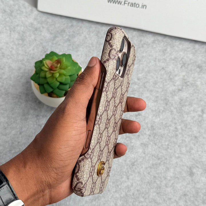 FRATO iPhone 16 Series iPhone 16 Series Luxury GG Pattern PU Leather Camera Bump Case