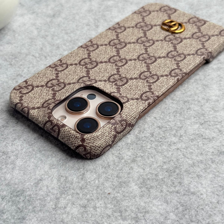 FRATO iPhone 16 Series iPhone 16 Series Luxury GG Pattern PU Leather Camera Bump Case