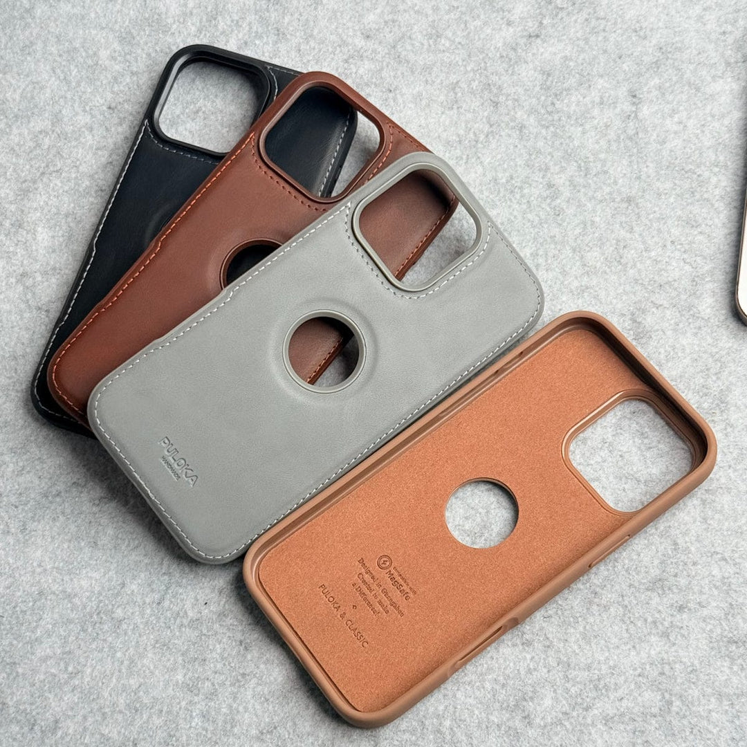 FRATO iPhone 16 Series iPhone 16 Series Luxury Logo Cut Side Stitch PU leather Case Cover