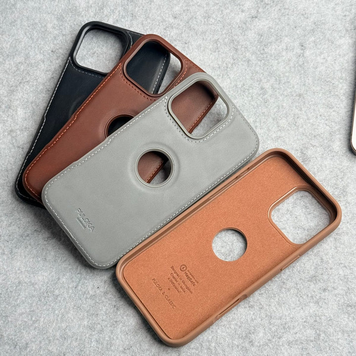 FRATO iPhone 16 Series iPhone 16 Series Luxury Logo Cut Side Stitch PU leather Case Cover