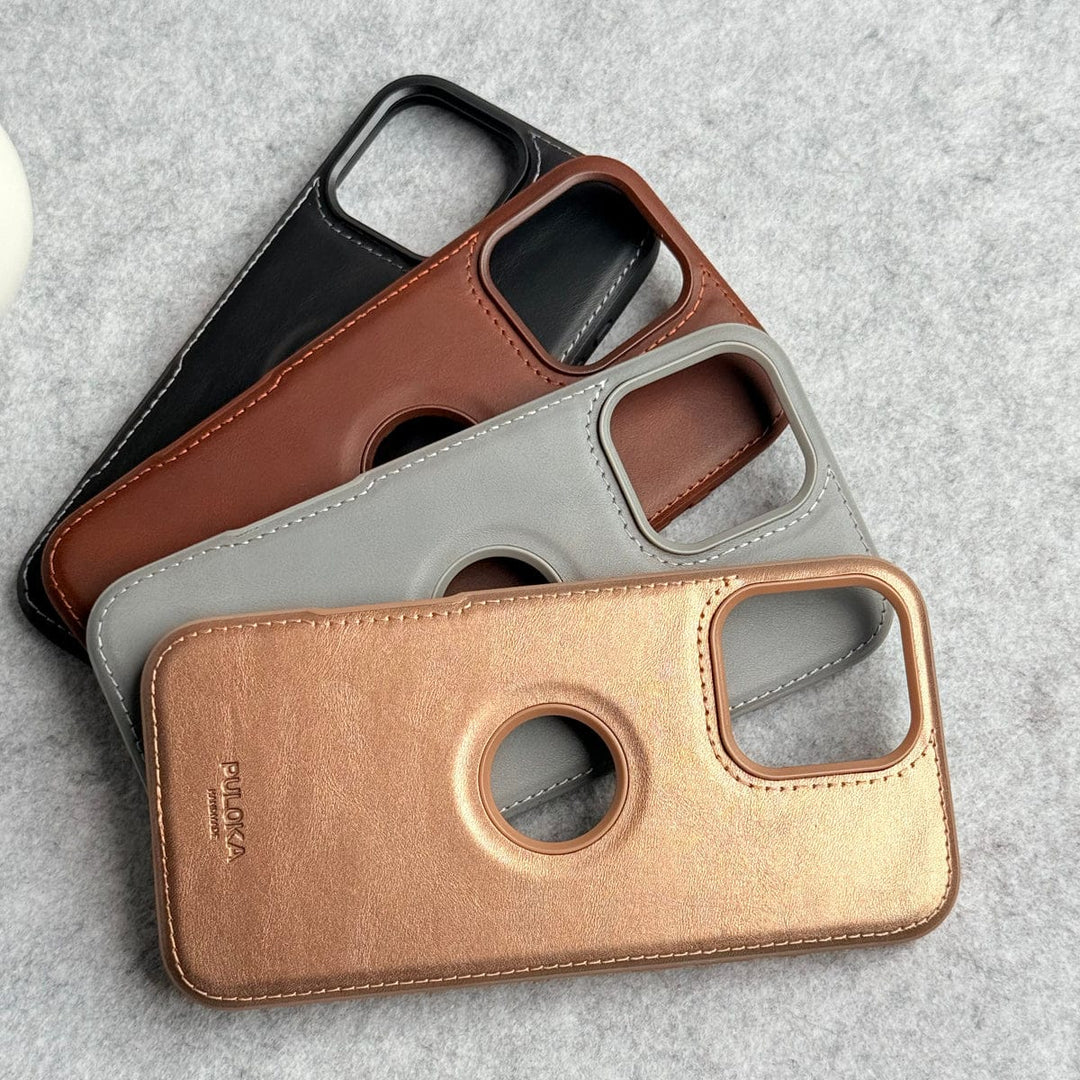 FRATO iPhone 16 Series iPhone 16 Series Luxury Logo Cut Side Stitch PU leather Case Cover