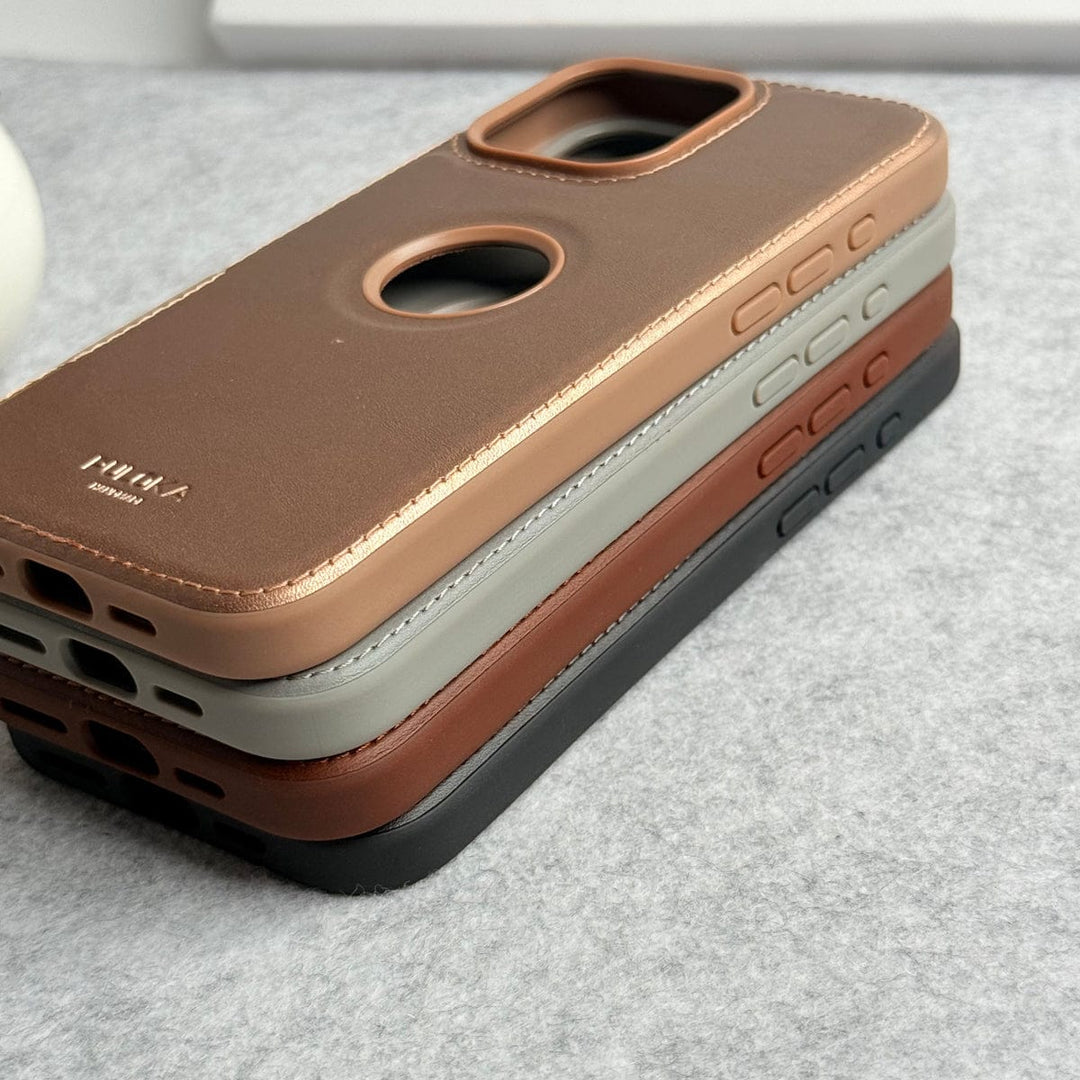 FRATO iPhone 16 Series iPhone 16 Series Luxury Logo Cut Side Stitch PU leather Case Cover