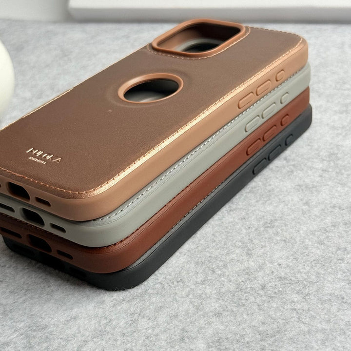 FRATO iPhone 16 Series iPhone 16 Series Luxury Logo Cut Side Stitch PU leather Case Cover