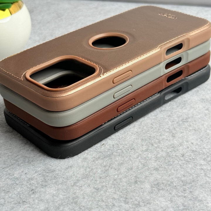 FRATO iPhone 16 Series iPhone 16 Series Luxury Logo Cut Side Stitch PU leather Case Cover