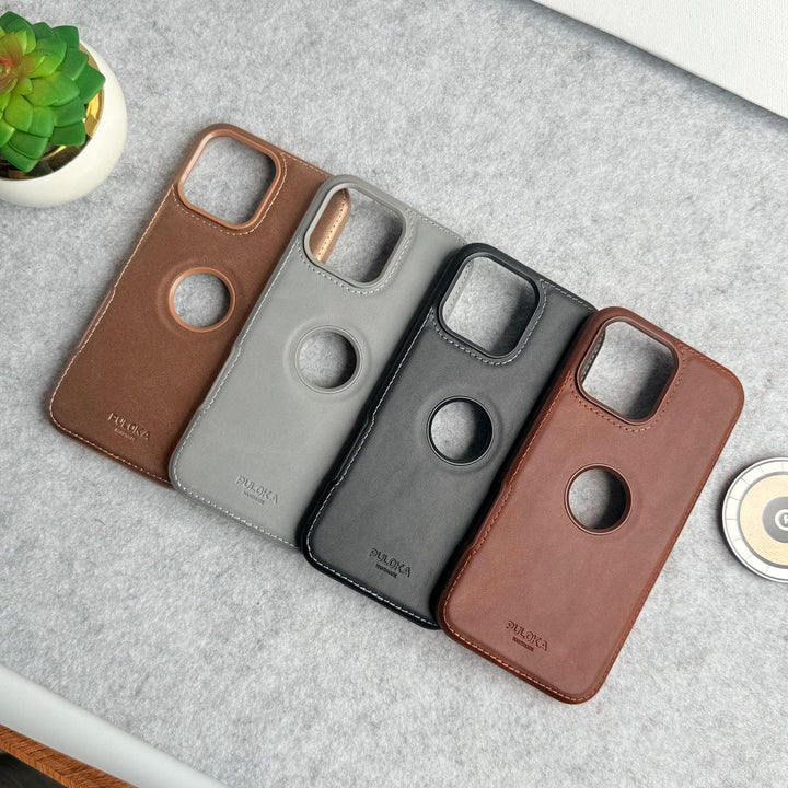 FRATO iPhone 16 Series iPhone 16 Series Luxury Logo Cut Side Stitch PU leather Case Cover