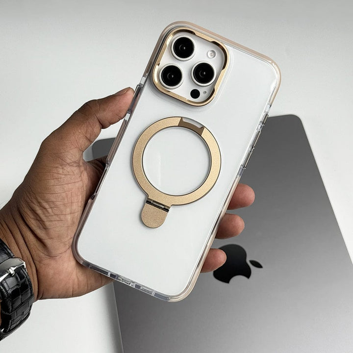 FRATO iPhone 16 Series iPhone 16 Series Metal Stand Side Bump Crystal Clear Cover