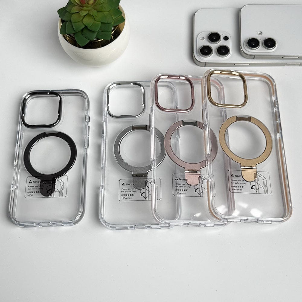 FRATO iPhone 16 Series iPhone 16 Series Metal Stand Side Bump Crystal Clear Cover