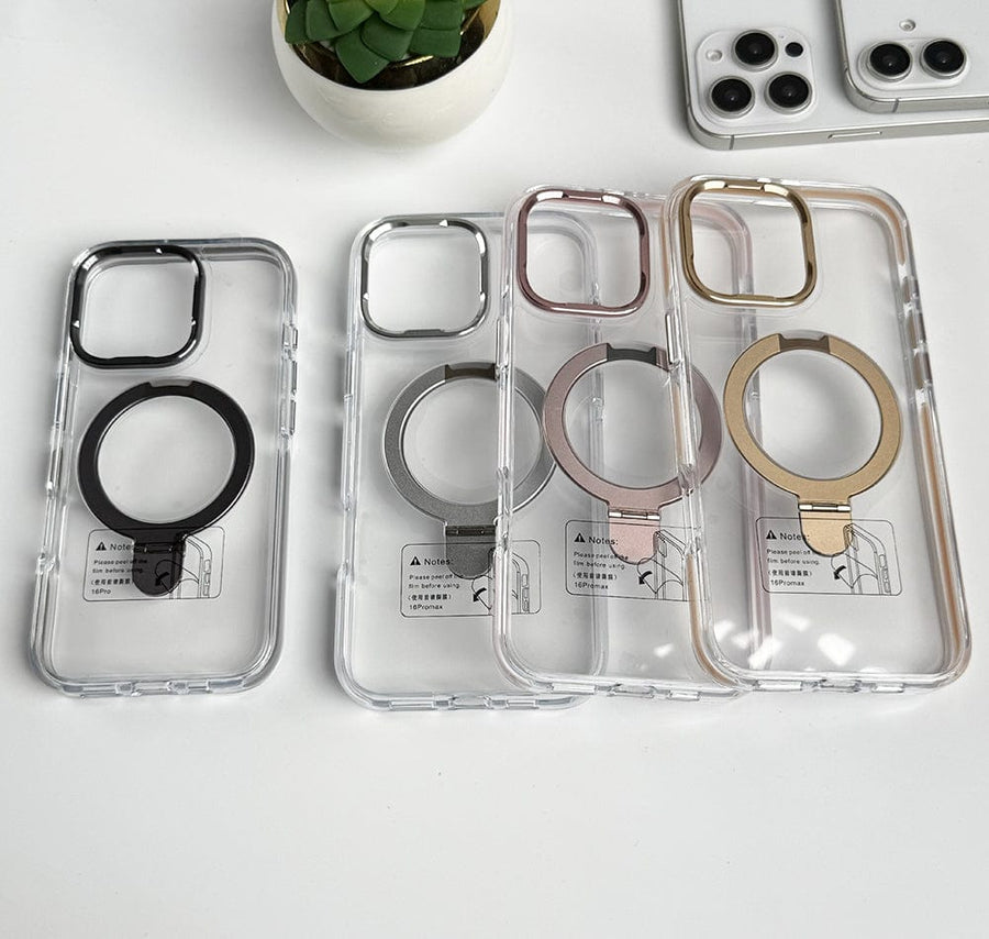FRATO iPhone 16 Series iPhone 16 Series Metal Stand Side Bump Crystal Clear Cover