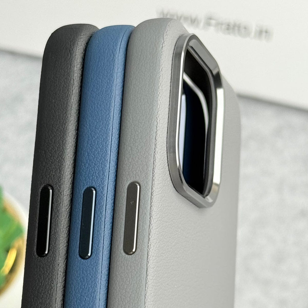 FRATO iPhone 16 Series iPhone 16 Series Premium Leather Texture Metal Camera Bump MagSafe Cover