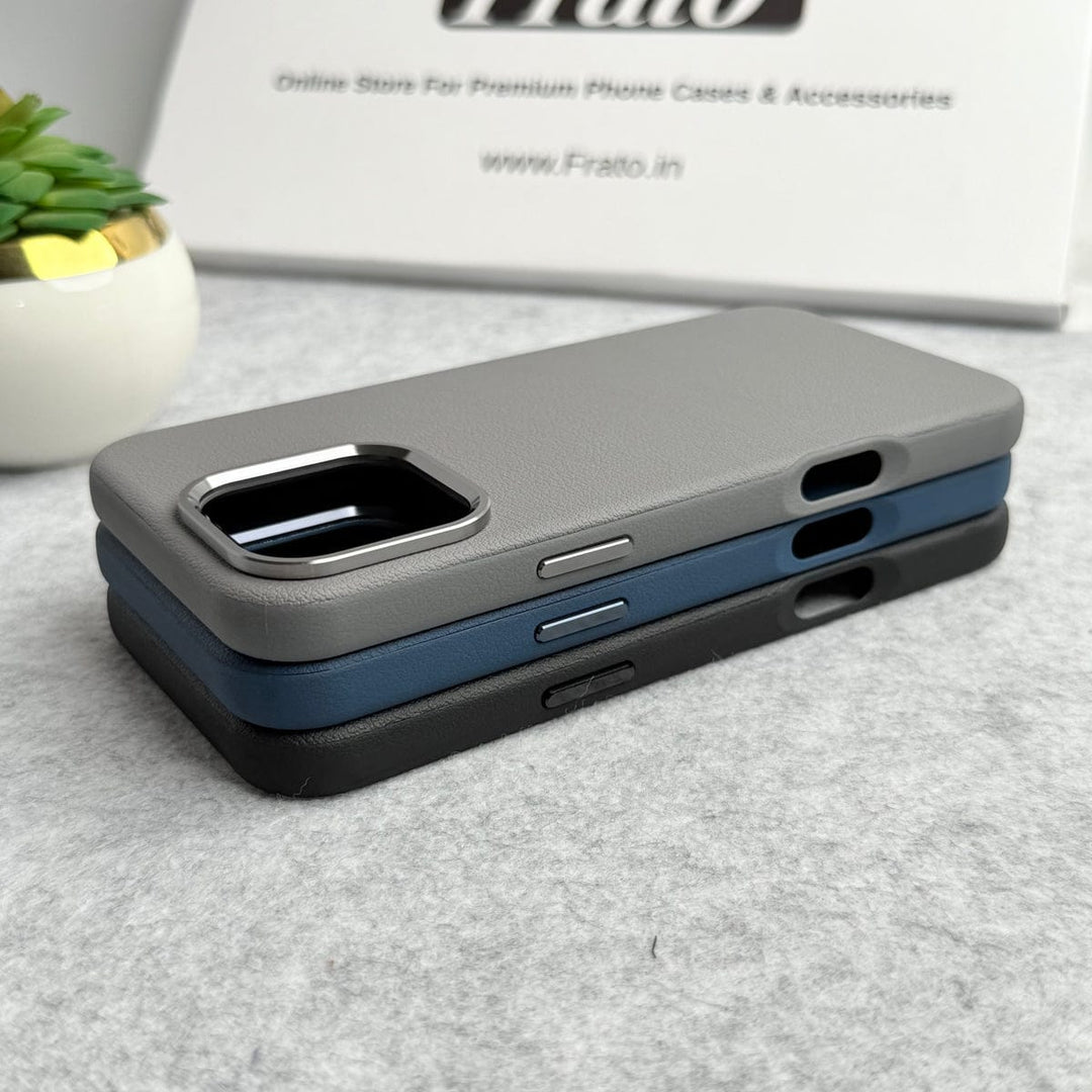 FRATO iPhone 16 Series iPhone 16 Series Premium Leather Texture Metal Camera Bump MagSafe Cover