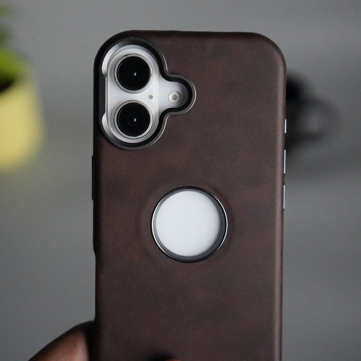 FRATO iPhone 16 Series iPhone 16 Series PU Leather Logo Cut MagSafe Case | Metal Camera Frame with Premium Finish