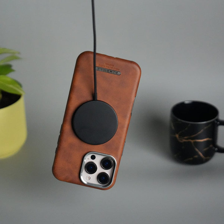 FRATO iPhone 16 Series iPhone 16 Series PU Leather Logo Cut MagSafe Case | Metal Camera Frame with Premium Finish