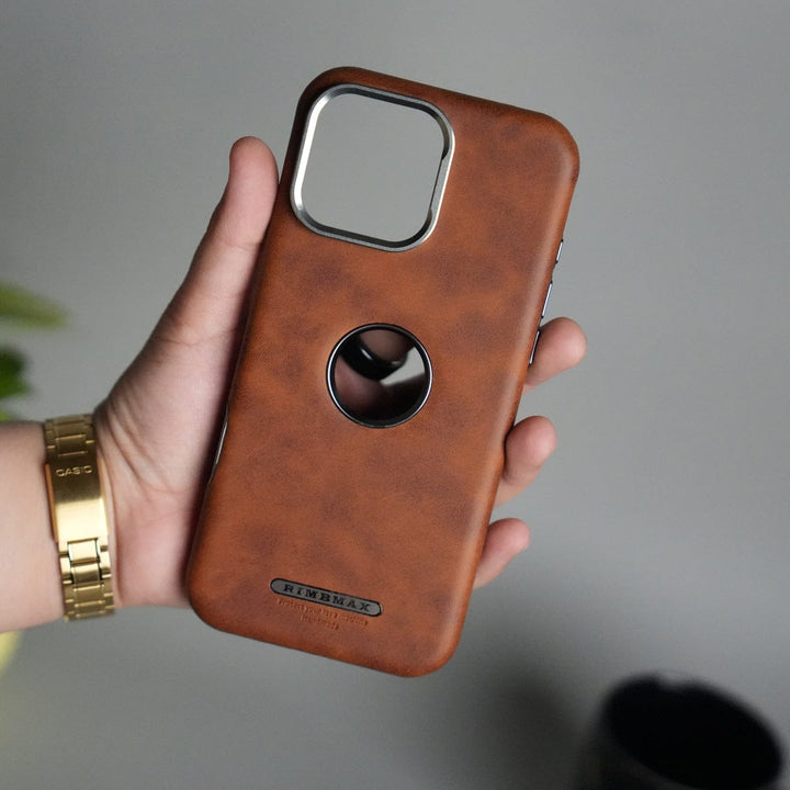 FRATO iPhone 16 Series iPhone 16 Series PU Leather Logo Cut MagSafe Case | Metal Camera Frame with Premium Finish