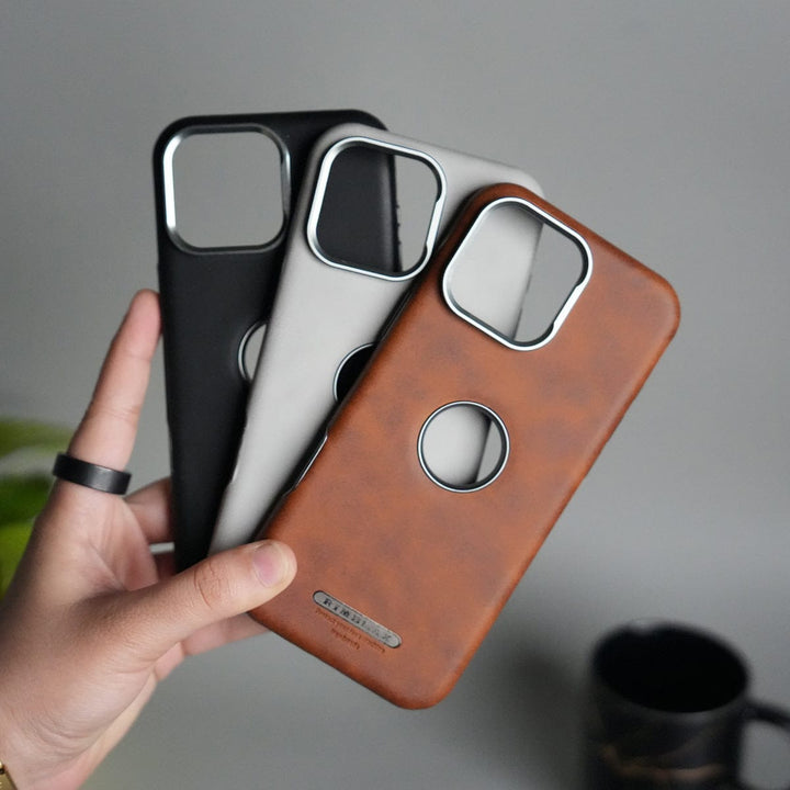 FRATO iPhone 16 Series iPhone 16 Series PU Leather Logo Cut MagSafe Case | Metal Camera Frame with Premium Finish