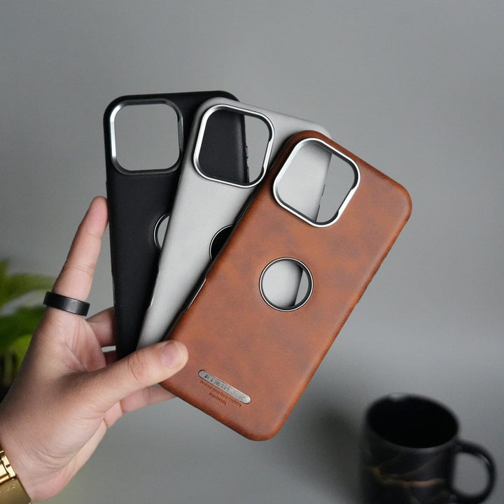 FRATO iPhone 16 Series iPhone 16 Series PU Leather Logo Cut MagSafe Case | Metal Camera Frame with Premium Finish