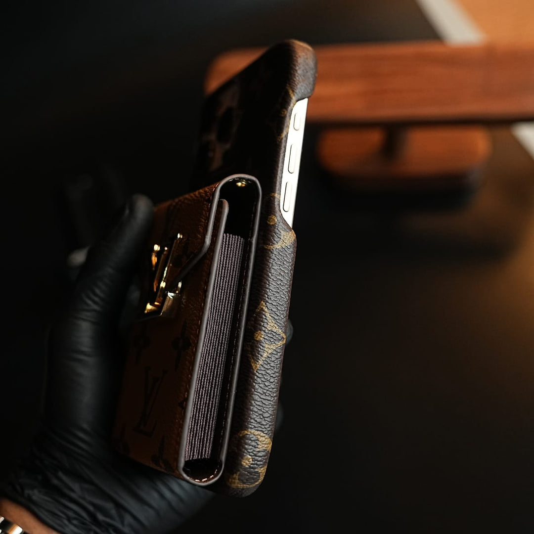 FRATO iPhone 16 Series Monogram Stitched Wallet Case for iPhone 16 Series | Detachable Crossbody Strap