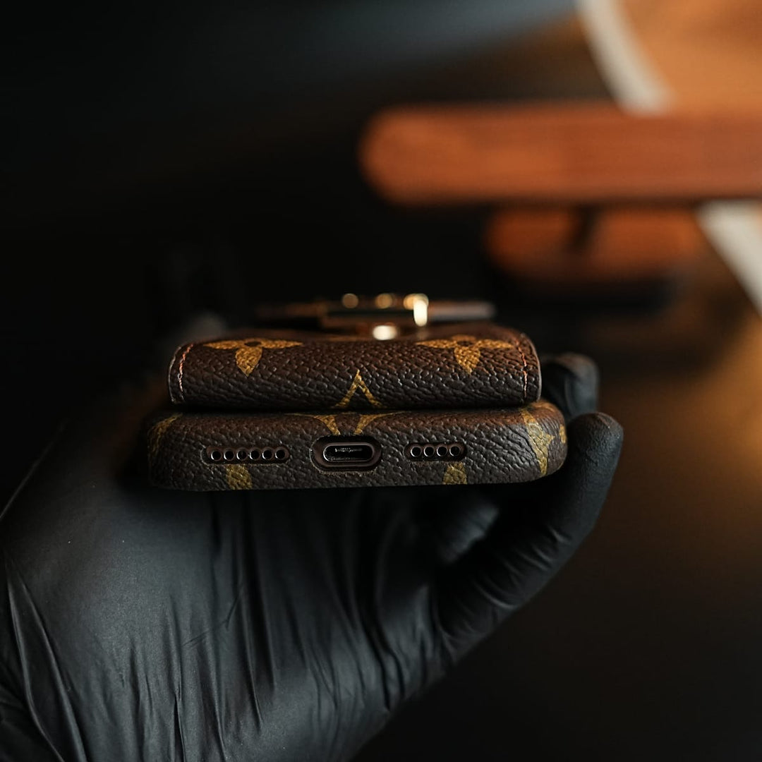 FRATO iPhone 16 Series Monogram Stitched Wallet Case for iPhone 16 Series | Detachable Crossbody Strap
