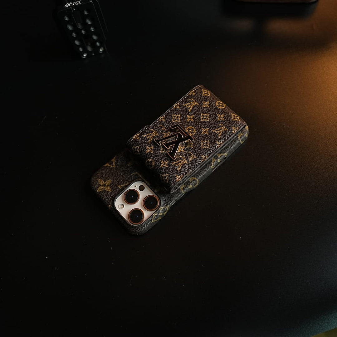 FRATO iPhone 16 Series Monogram Stitched Wallet Case for iPhone 16 Series | Detachable Crossbody Strap
