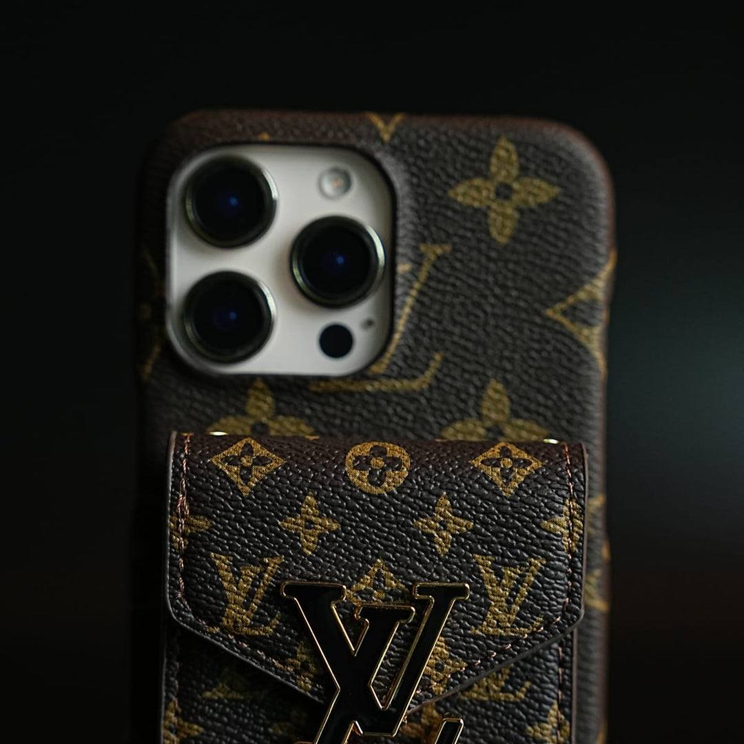 FRATO iPhone 16 Series Monogram Stitched Wallet Case for iPhone 16 Series | Detachable Crossbody Strap