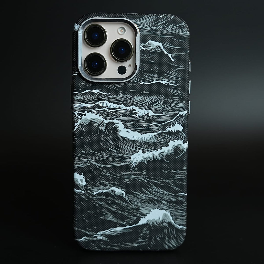 FRATO iPhone 16 Series Ocean Wave Armid Designer MagSafe Case for 16 Pro Max with Metal Camera Protection