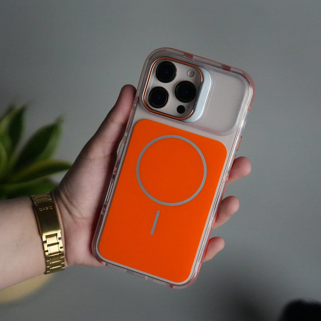 FRATO iPhone 16 Series Orange iPhone 16 Pro Max MagSafe Case with Metal Camera Stand | Slim & Shockproof Protection