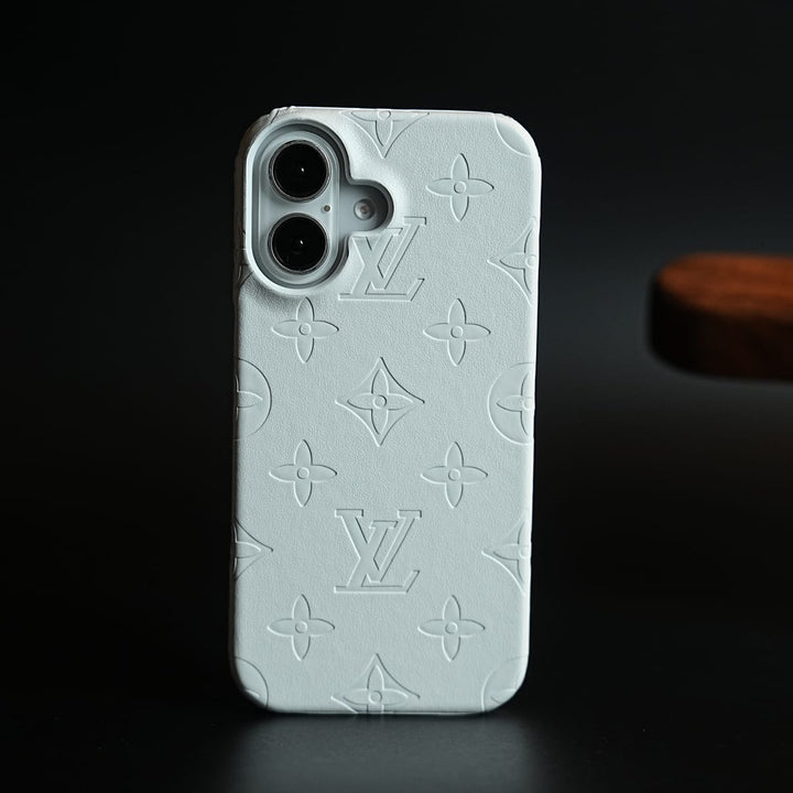 FRATO iPhone 16 Series White Luxury PU Leather Case for iPhone 16 | Fashion Brand Cover