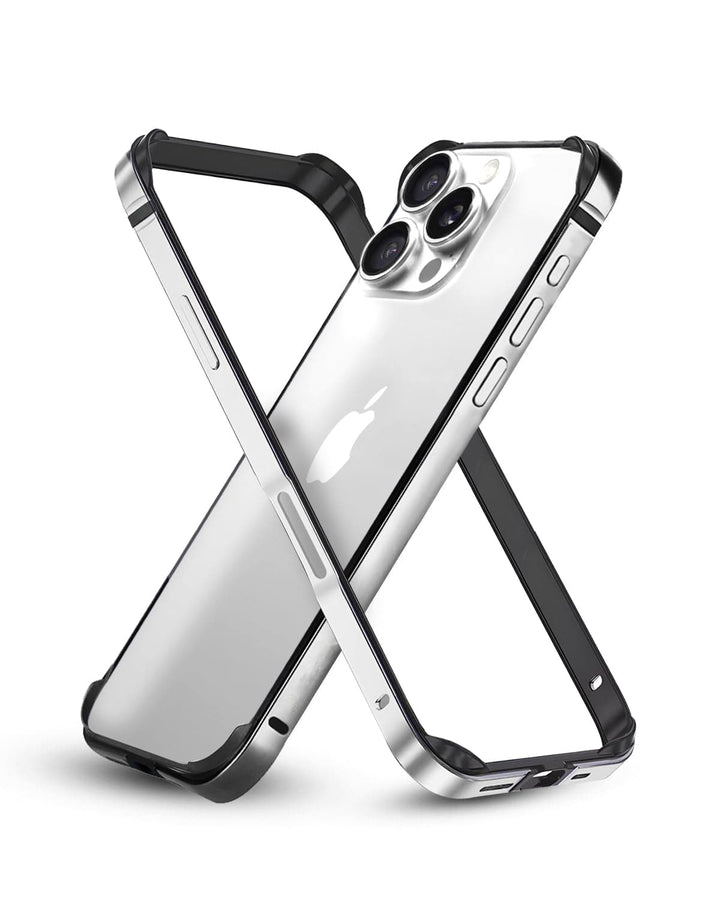 FRATO iPhone 16 Series White Titanium iPhone 16 Pro Chrome Bumper Protector Case