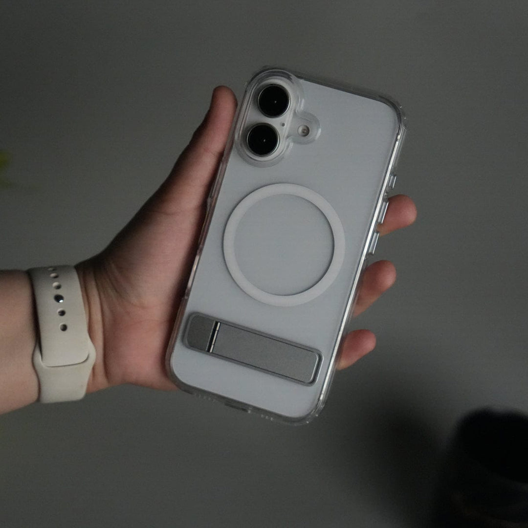 FRATO iPhone 17 Series 17 iPhone 17 Series Transparent Bottom Metal Stand MagSafe Supported Case Cover