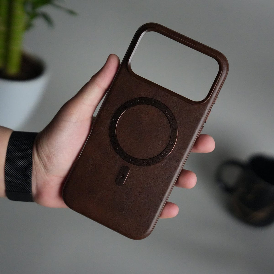 FRATO iPhone 17 Series 17 Pro / Brown iPhone 17 Series Premium PU Leather Metal MagSafe Ring Case