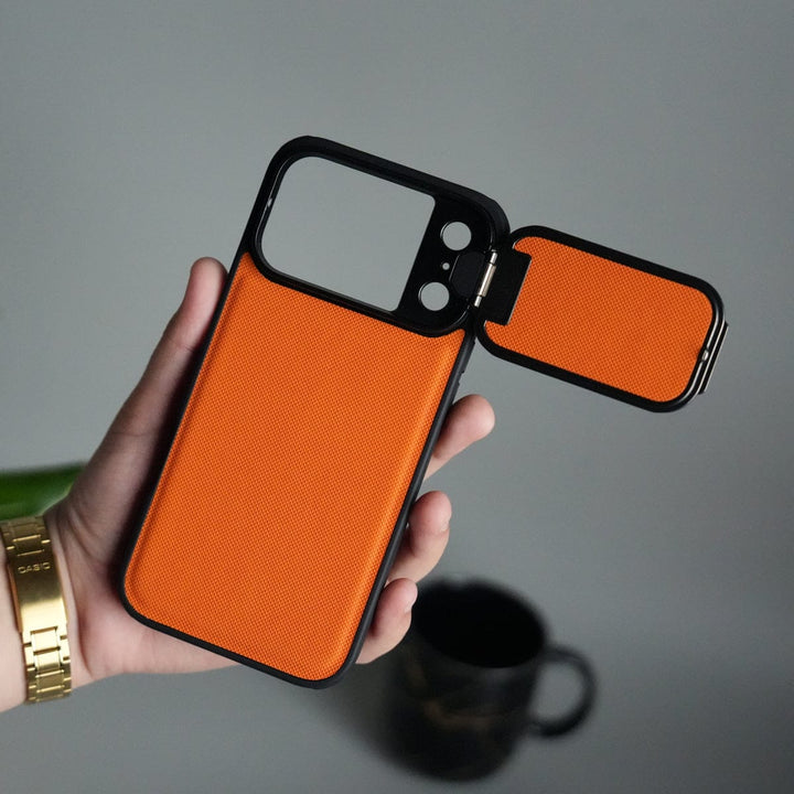 FRATO iPhone 17 Series 17 Pro iPhone 17 Series Metal Camera Cap Stand Case Cover | ORANGE