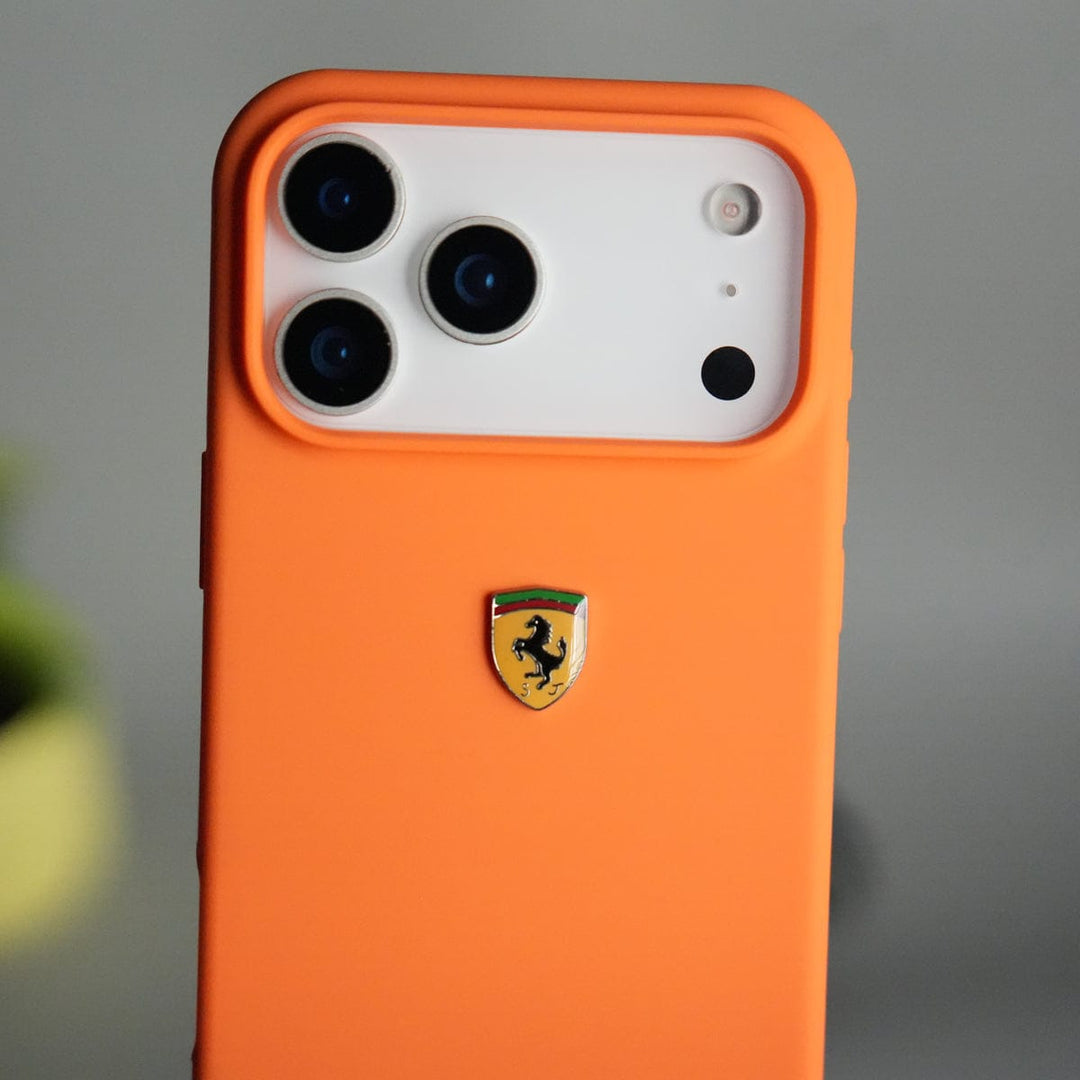 FRATO iPhone 17 Series 17 Pro iPhone 17 Series Sports Car Logo Liquid Silicone Case Cover ORANGE