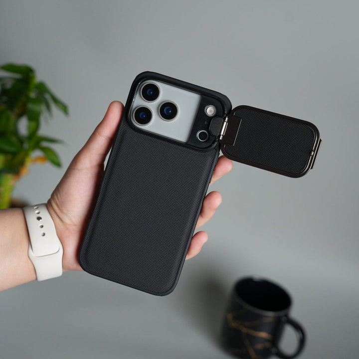 FRATO iPhone 17 Series 17 Pro Max / Black iPhone 17 Series Metal Camera Cap Stand Case Cover