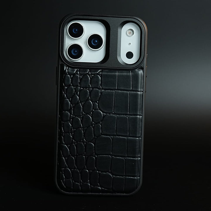 FRATO iPhone 17 Series 17 pro Max / Black iPhone 17 Series Premium Croc Texture PU Leather MagSafe Case with Metal Camera Frame