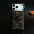 Monogram Stitched Wallet Case for iPhone 17 Series | Detachable Crossbody Strap