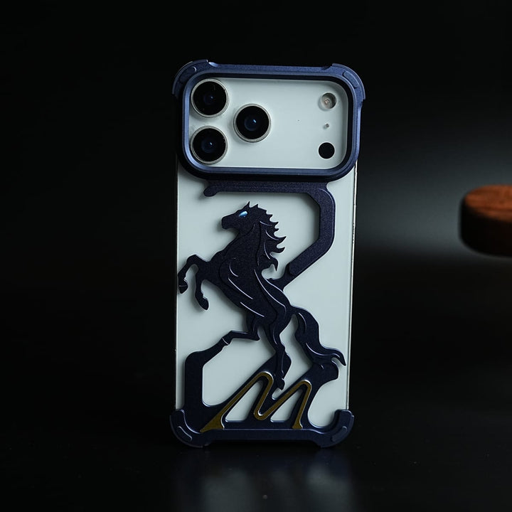 FRATO iPhone 17 Series 17 Pro Max / Blue Horse Design Frameless Cover for iPhone 17 Series Horse | Protective Case