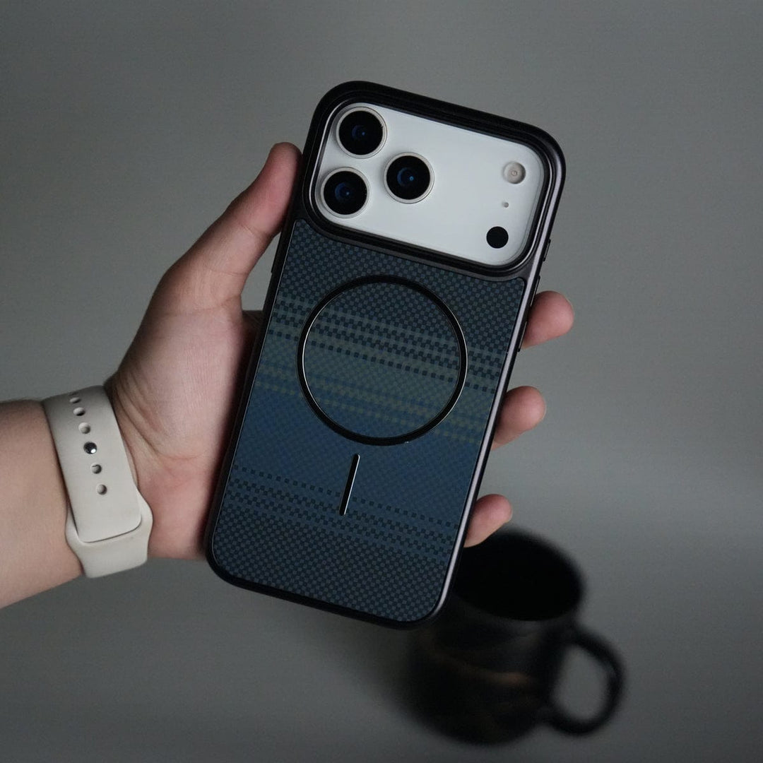 FRATO iPhone 17 Series 17 Pro Max / Blue Line iPhone 17 Series Carbon Design Mag Ring Case Slim Protective Cover