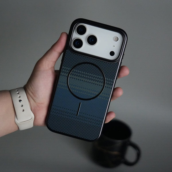 FRATO iPhone 17 Series 17 Pro Max / Blue Line iPhone 17 Series Carbon Design Mag Ring Case Slim Protective Cover