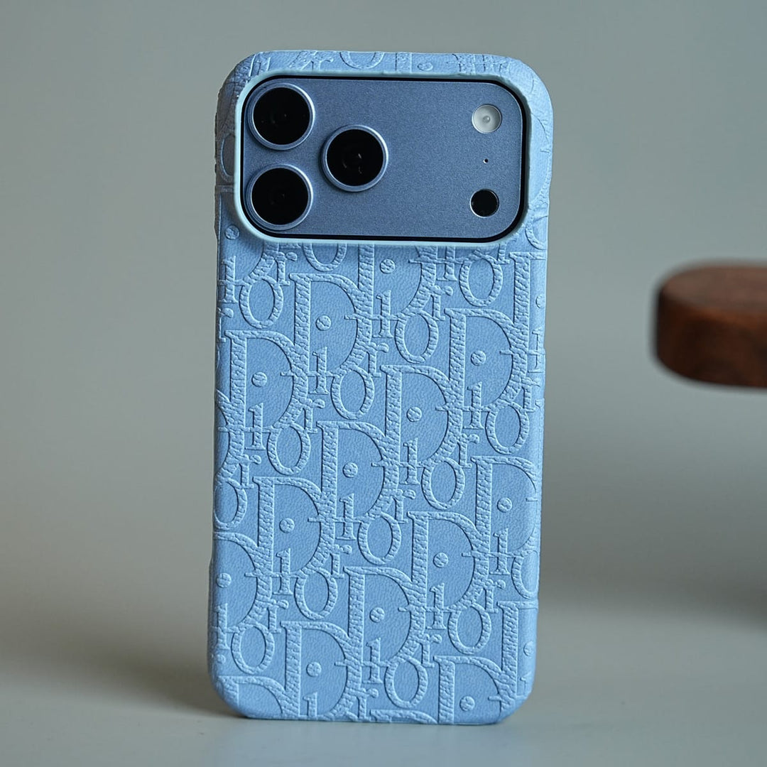 FRATO iPhone 17 Series 17 Pro Max / Blue Luxury Monogram Case for iPhone 17 Series | PU Leather Designer Cover