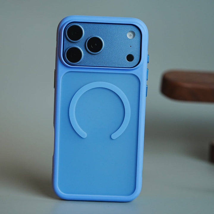 FRATO iPhone 17 Series 17 Pro Max / Blue Matte Frosted Magnetic Case for 17 Series | Raised Camera Frame Protective Cover