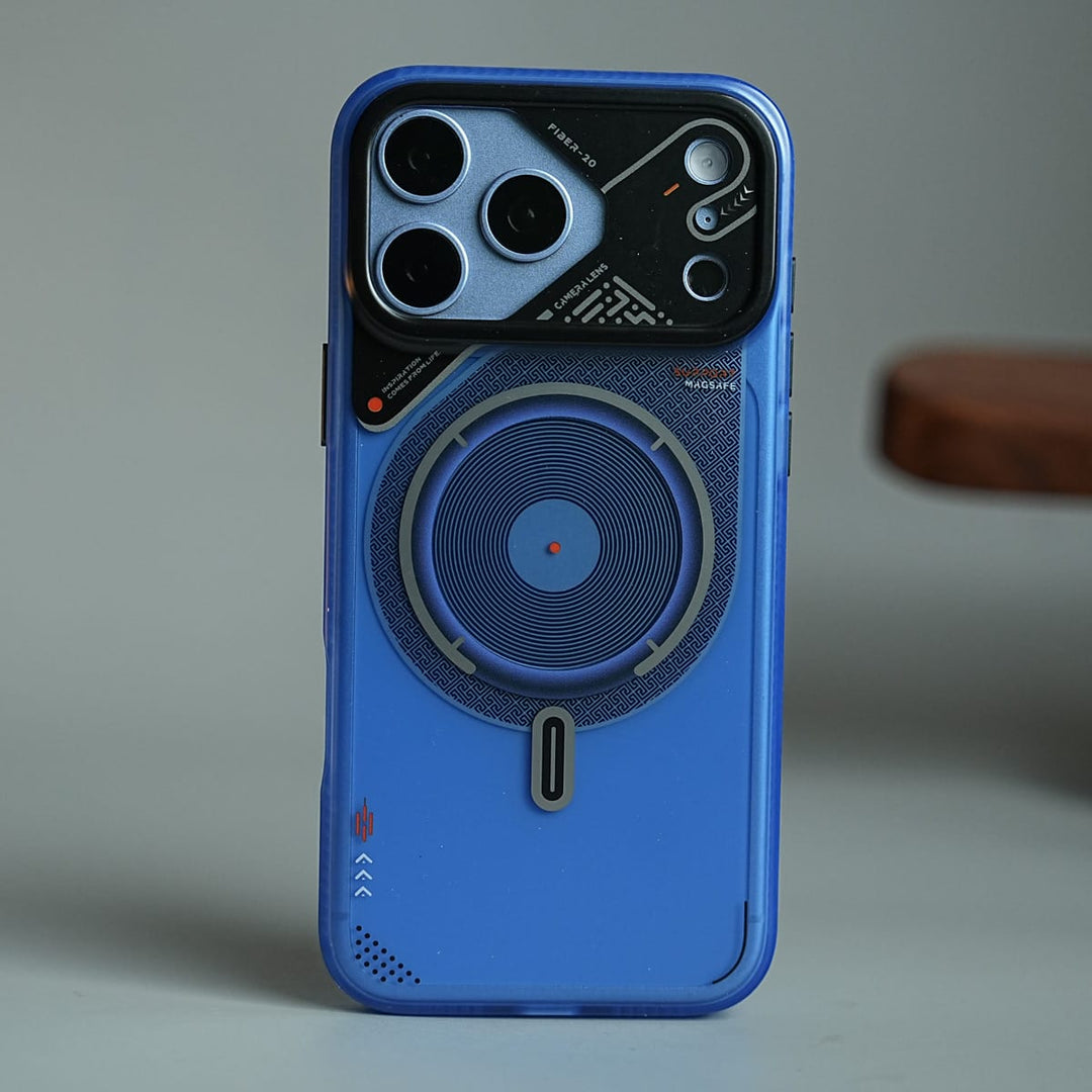 FRATO iPhone 17 Series 17 Pro Max / Blue Mechanical Design Magnetic Case for 17 Series | Translucent Protective Cover
