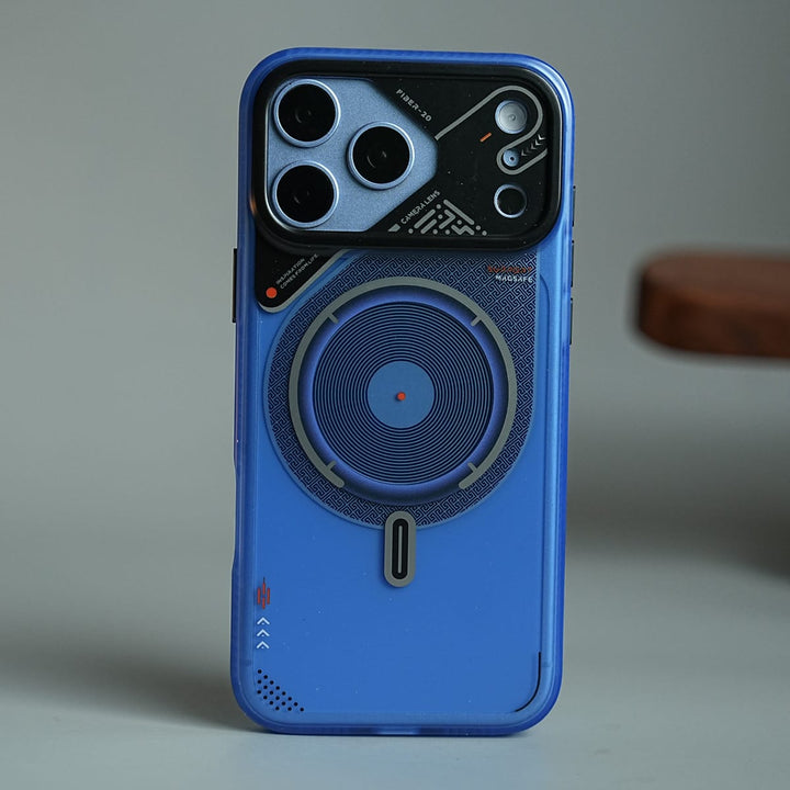 FRATO iPhone 17 Series 17 Pro Max / Blue Mechanical Design Magnetic Case for 17 Series | Translucent Protective Cover