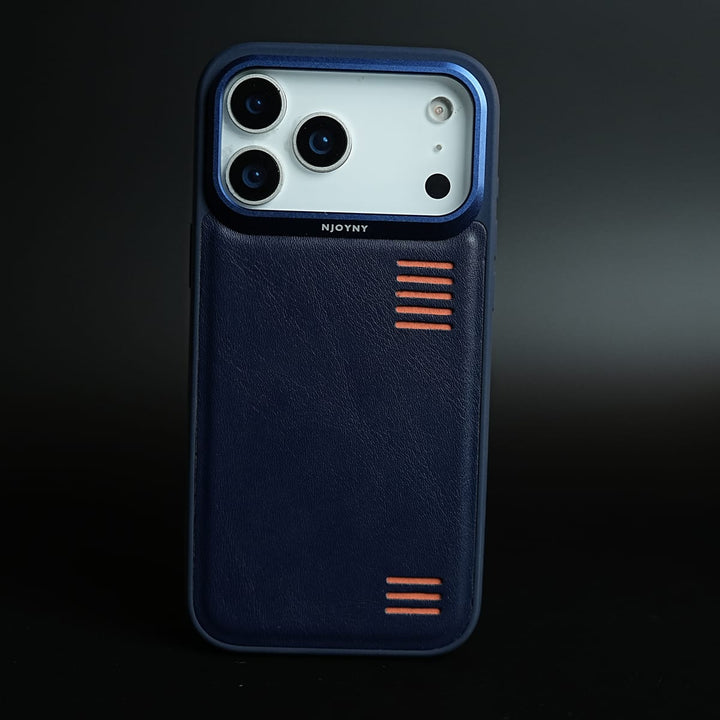 FRATO iPhone 17 Series 17 Pro Max / Blue Premium PU Leather Case for iPhone 17 Series | Metal Camera Frame