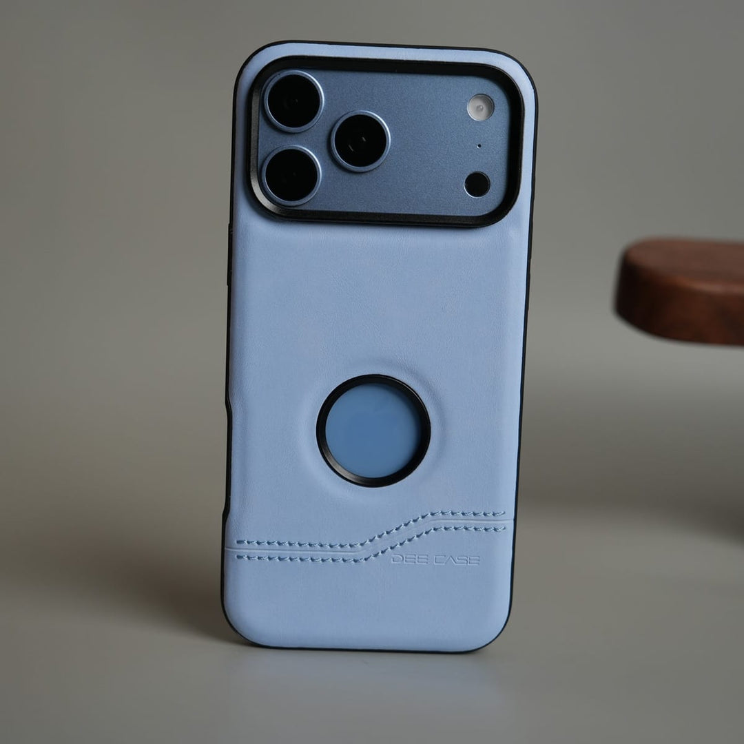 FRATO iPhone 17 Series 17 Pro Max / Blue Stitched Leather Texture Case for 17 Series | Raised Camera Protection Cover