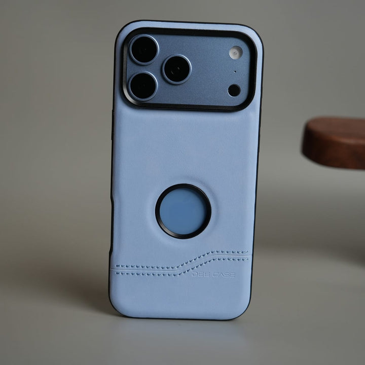 FRATO iPhone 17 Series 17 Pro Max / Blue Stitched Leather Texture Case for 17 Series | Raised Camera Protection Cover