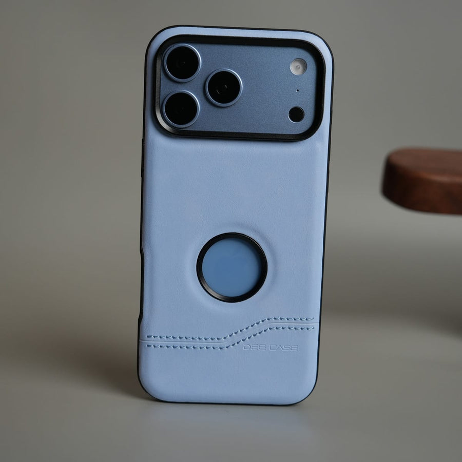 FRATO iPhone 17 Series 17 Pro Max / Blue Stitched Leather Texture Case for 17 Series | Raised Camera Protection Cover