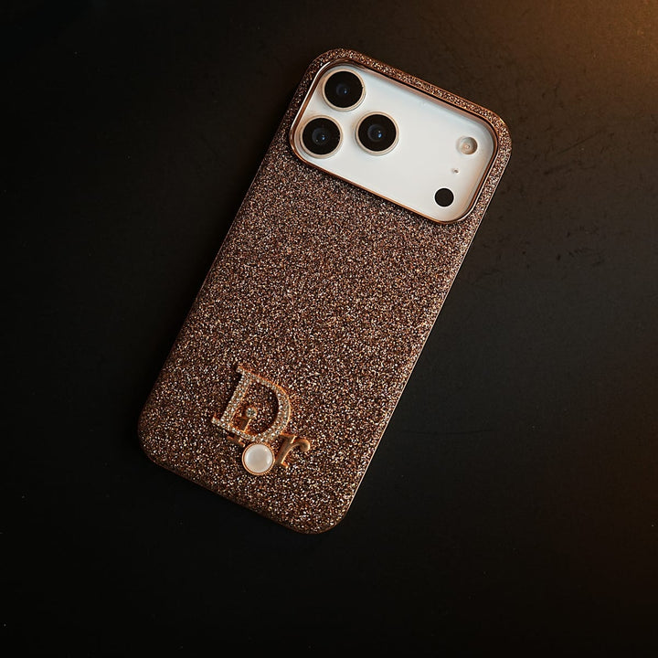 FRATO iPhone 17 Series 17 Pro Max / Bronze Luxury Glitter Case with 3D Metal Emblem for iPhone 17 Series | Premium Sparkle Finish